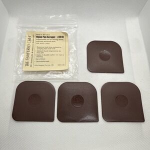LOT of 4 Pampered Chef Brown Nylon Plastic Pan Scrapers Tool Stoneware NEW Clean